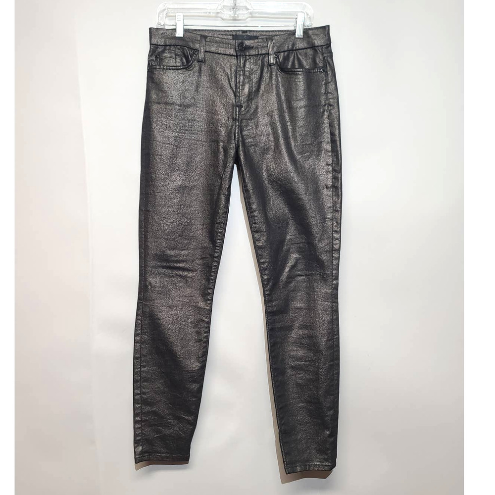 7 For All Mankind Womens Metallic Super Skinny Skinny Fit Jeans Size 30